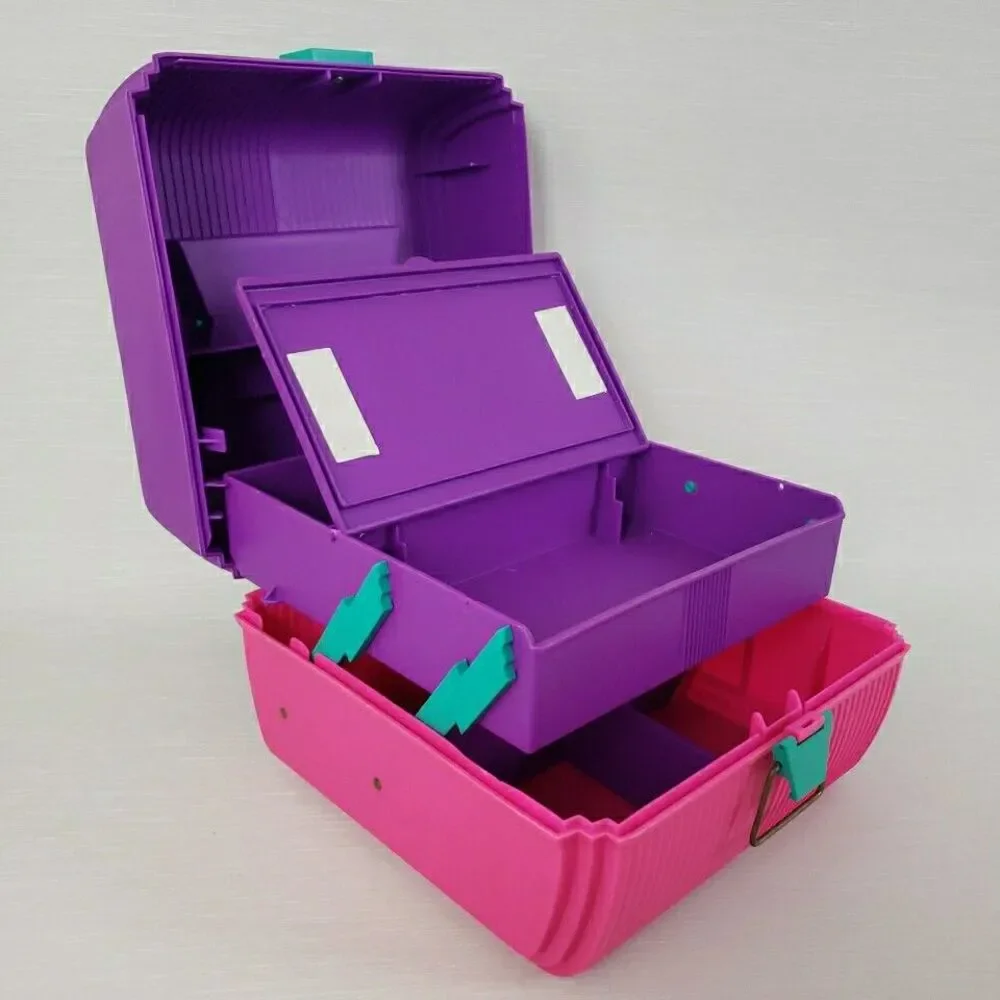 Sassaby Pink Purple Makeup Cosmetic Case Jewelry Organizer Box Mirror 102-17